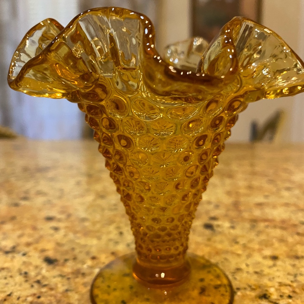Fenton amber glass vase